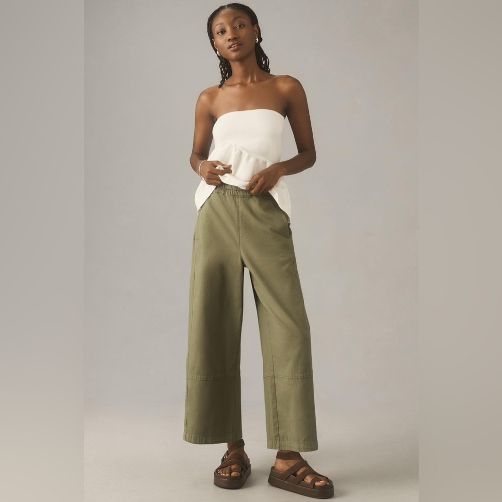 Anthropologie The Izzie Relaxed Pull-On Barrel Pants by Pilcro in Moss XL Tall